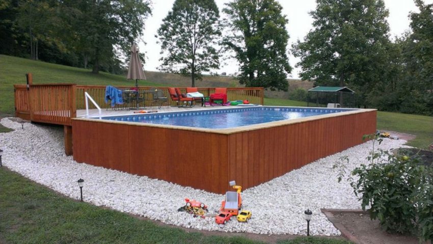 Modern Above Ground Pool Ideas with Deck Decoration Pictures