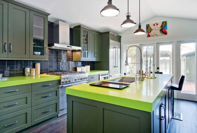Dark Green Kitchen Cabinets Design