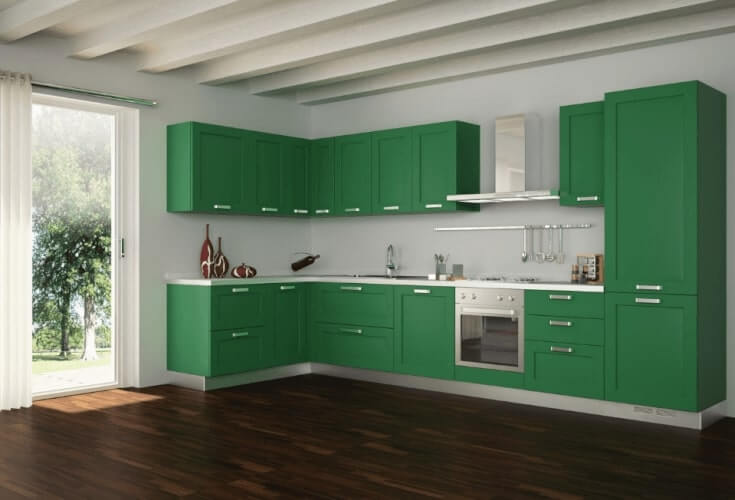White and Green Kitchen Cabinets Design Ideas