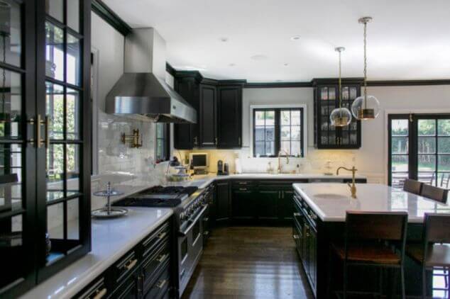 traditional kitchens with black appliances