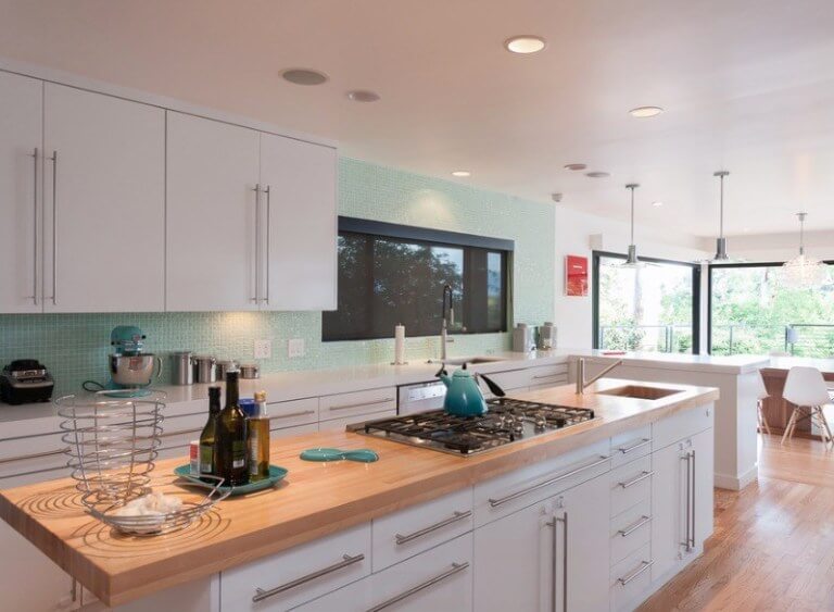 two tone kitchen countertop ideas with white cabinets