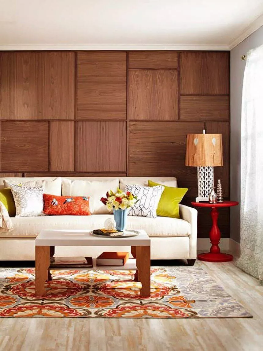 Wood Grain Veneer Accent Wall Ideas