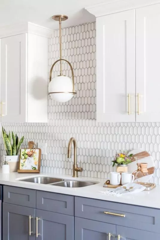 White Cabinet Unique Backsplash